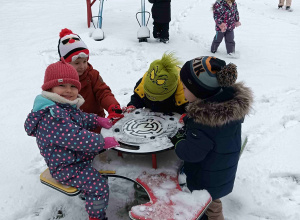 Dokarmianie ptaków zimą i zabawy na śniegu